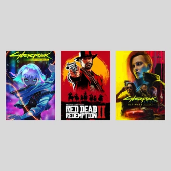 Набір постерів ігор Кіберпанк, РДР 2, Еджранерс / Плакати Cyberpunk, RDR 2, Cyberpunk Edgerunners
