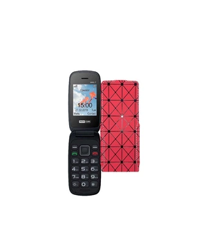 Чохол-флип з екошкіри для телефону Maxcom MM817 Червоний ромб