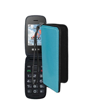 Чохол-гаманець з екошкіри для телефону Maxcom MM817 Блакитний
