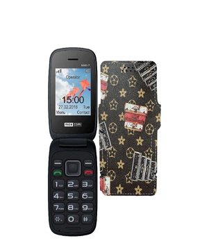 Чохол-книжка з екошкіри для телефону Maxcom MM817 Луі-Вітон-коричневий