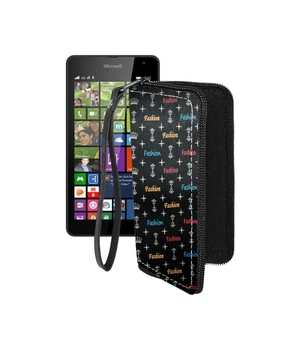 Чохол-гаманець з екошкіри для телефону Microsoft Lumia 540 Фешн чорний