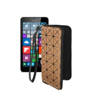 Чохол-гаманець з екошкіри для телефону Microsoft Lumia 640 XL Коричневий ромб