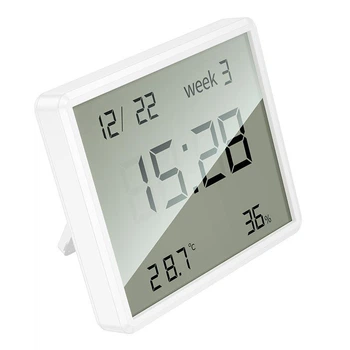 Термометр гігрометр кімнатний з годинником HOCO Indoor electronic clock with hygrothermometer (10 мес). White
