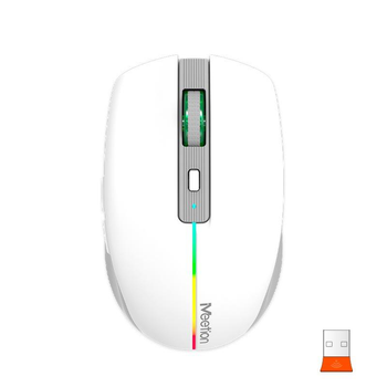 Миша комп'ютерна акумуляторна бездротова MEETION BTM002 |1000-1200-1600dpi, 6keys, RGB| White