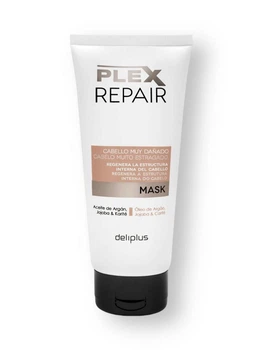 Маска Deliplus Plex Repair з аргановою олією та жожоба для відновлення і живлення сухого, ламкого та дуже пошкодженого волосся 200 мл