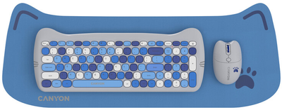 Комплект бездротовий Canyon HSET-W6 Kitty Edition Wireless Blue (CNS-HSETW6BL)