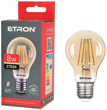 Світлодіодна лампа ETRON A60 8W E27 2700K 1-EFP-185
