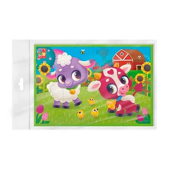 Развивающая игра Vladi Toys Коровка и овечка мягкие пазлы А5 VT1104-23