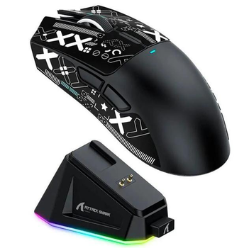 Игровая мышка Attack Shark X11, 3 вида подключения (2.4 G/Bluetooth/провод), с зарядной базой (ARGB док станция), 22000dpi, черная