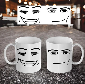 Чашка біла 330мл з принтом Roblox face лицо male