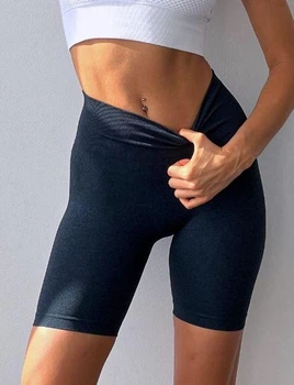 Спортивные женские удлиненные шорты Wake Up с Push Up Однотонные М Темно-синие (4542M)