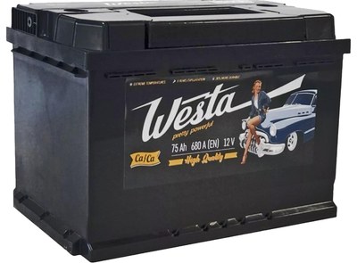 Автомобильный аккумулятор Westa 75 Ah / 680 A Pretty Powerful R правый плюс (276x175x190) WPP750
