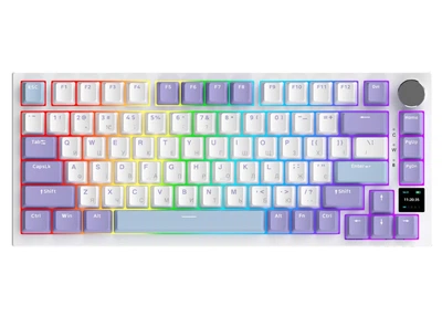 Клавіатура ігрова механічна бездротова Ajazz AK-820WP PRO White-Purple RGB Flying Fish Switch Hot-Swap 2.4G/Bluetooth/USB