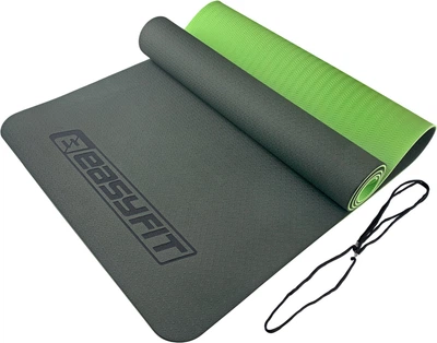 Коврик для йоги и фитнеса EasyFit TPE+TC 183x61x0.6 см ECO-Friendly двухслойный каремат EF-1924-BG Темно-зеленый с салатовым (56000901)