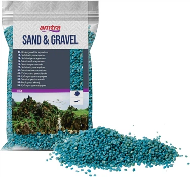 Грунт для аквариума кварц бирюзовый Amtra Colored Quartz Gravel Turquoise 2-3 мм 5 кг