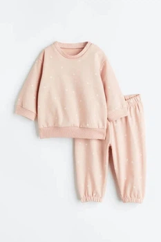 Трикотажный детский розовый костюм свитшот и брюки для девочки H&M 104 (3-4Y) розовый
