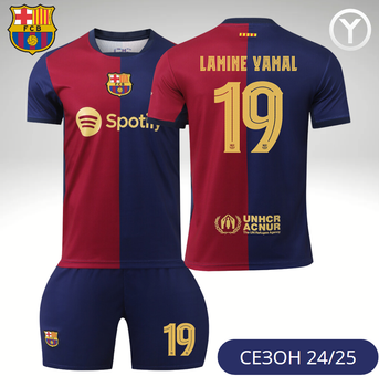 Форма футбольна дитяча Lamine Yamal (Ламін Ямаль) 19 Barcelona 24/25, нар. 18 зріст 100-110 см. червоний-синій