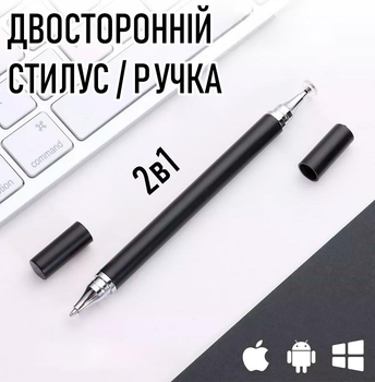 Двусторонний стилус / шариковая ручка 2в1 стилус с дисковым наконечником для ёмкостного экрана планшета и смартфона iPhone / iPad Pro / Mini / Air / Android / Microsoft, черный (102115333)