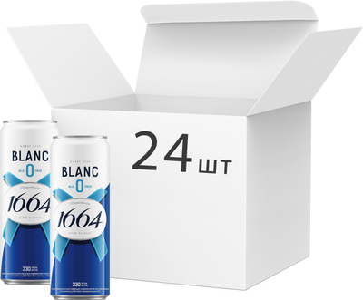 Упаковка пива Kronenbourg 1664 Blanc светлое фильтрованное 0% 0.33 л х 24 шт. (4820250944147)