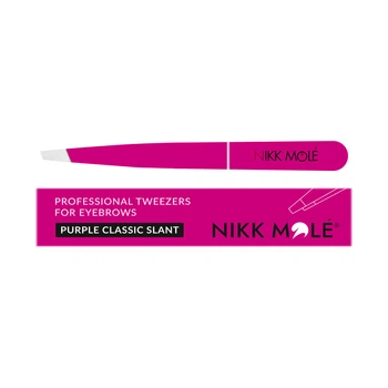 Пинцет для бровей классический Nikk Mole Tweezers classic slant Фиолетово-розовый
