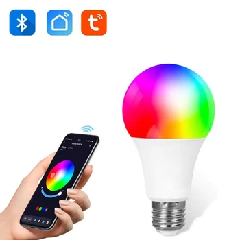 Розумна лампочка E27 LED Smart Bulb RGB Bluetooth різнокольорова смарт лампа 9 Вт з керуванням у додатку Tuya