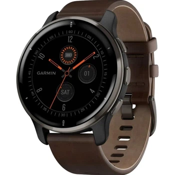 Смарт годинник Garmin Venu 3 Slate S. Steel Bezel w. Black Case and Leather Band (010-02784-52/02)