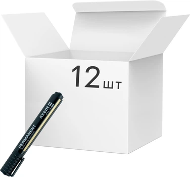Набір маркерів Axent Delta Permanent Standard 2 мм круглих чорних 12 шт (D2604)