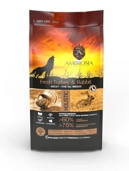 Беззерновой сухой корм Ambrosia Grain Dog Adult Fresh Turkey & Rabbit для взрослых собак всех пород со свежей индейкой и кроликом 12 кг