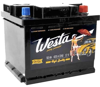 Автомобильный аккумулятор WESTA 50 Ah / 420 A Pretty Powerful R Правый плюс (207x175x175) WPP500