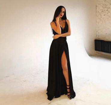 Довге чорне вечірнє плаття FashionYouWant M/L чорний 43330281