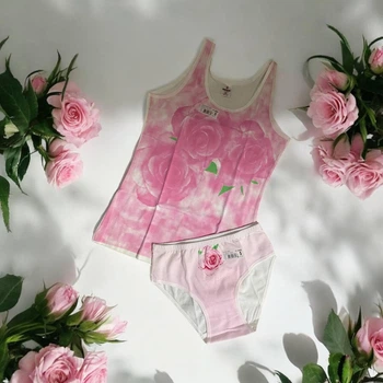 Детский комплект белья для девочек майка и трусики Baykar р 4 134-140 см 7-8 лет арт 4414-5412 розовый