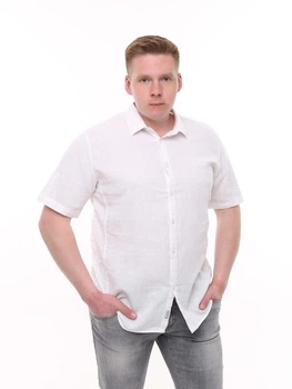Рубашка мужская белая льняная прямая летняя 6503-1 XL