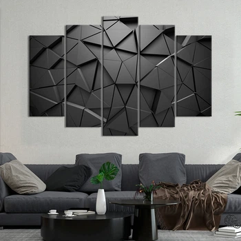Картина на холсте No Brand Чёрные абстрактные 3D треугольники 137x85 см (V329-5_L)
