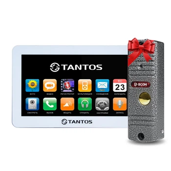 Відеодомофон Tantos Neo GSM 7" (White) + Відеопанель BCOM BT-305HR Silver (1062541)