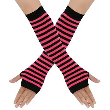 Митенки в мелкую полоску малиново-черные One Size