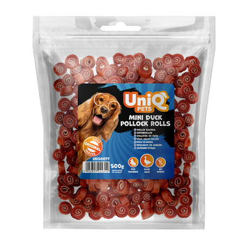 Лакомство для собак UniQ PETS Мини рулеты из утки и трески 500 г