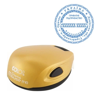 Основная печать организации с карманной оснасткой COLOP Mouse R 40 бронза (ПП10/M40/BR)