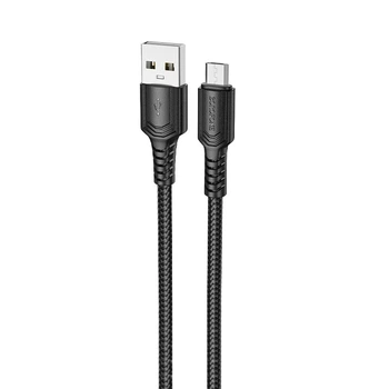Міцний дата кабель Borofone BX116 Certain USB to MicroUSB 2.4A (1m) Black