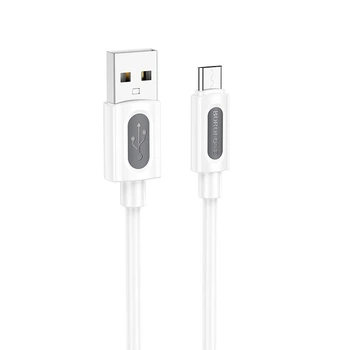 Міцний дата кабель Borofone BX114 Structure USB to MicroUSB 2.4A (1m) White