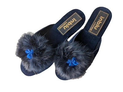 Комнатные тапочки Inblu IM35-3 c пушком на танкетке синие 38