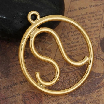 Подвеска Знак зодиака, Созвездие " Льва ", Цинковый сплав, Цвет: Золото, 34 mm x 30 mm