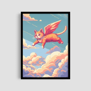 Постер Roomy "Flying Cat" Без рамки A4 (29.7x21 cm)