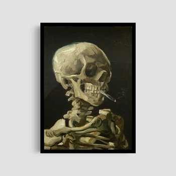 Постер Roomy "Skeleton With a Burning Cigarette" Черная рамка с глянцевым стеклом A4 (29.7x21 cm)