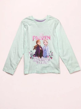 Кофта реглан Primark лонгслів бавовняний дитячий на дівчинку Frozen Крижане серце 116 см (7-8 років) м'ятний