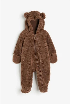 Меховой комбинезон с ушками на молнии H&M 68 см (4-6М) коричневый