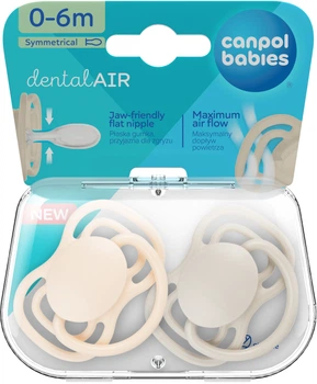 Пустышка силиконовая симметричная Canpol babies Dental Air 0-6 месяцев 2 шт (23/228_cre)