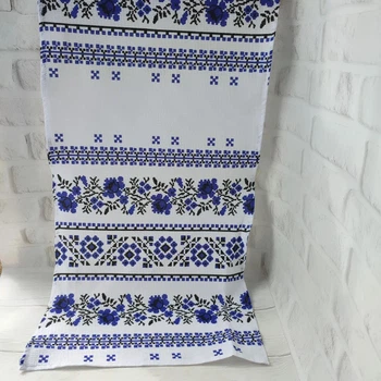 Вафельные полотенца "Вышивка" кухонные Textile 35*75 см белые з синим