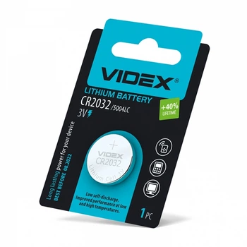 Батарейка літієва CR2032 1шт BLISTER CARD Videx (CR2032 1B)