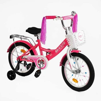 Велосипед подростковый двухколесный 20" CORSO Maxis стальная рама доп. колеса розовый с белым CL-20162