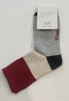 Носки женские V&T Колорблок хлопковые высокие 36-40 цвет разноцветные